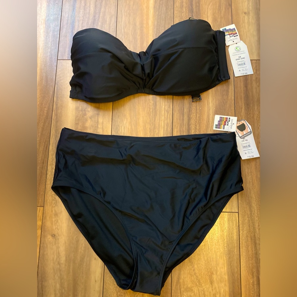 Time and Tru Black Bikini Set Top 22/24 Bottoms 16/18